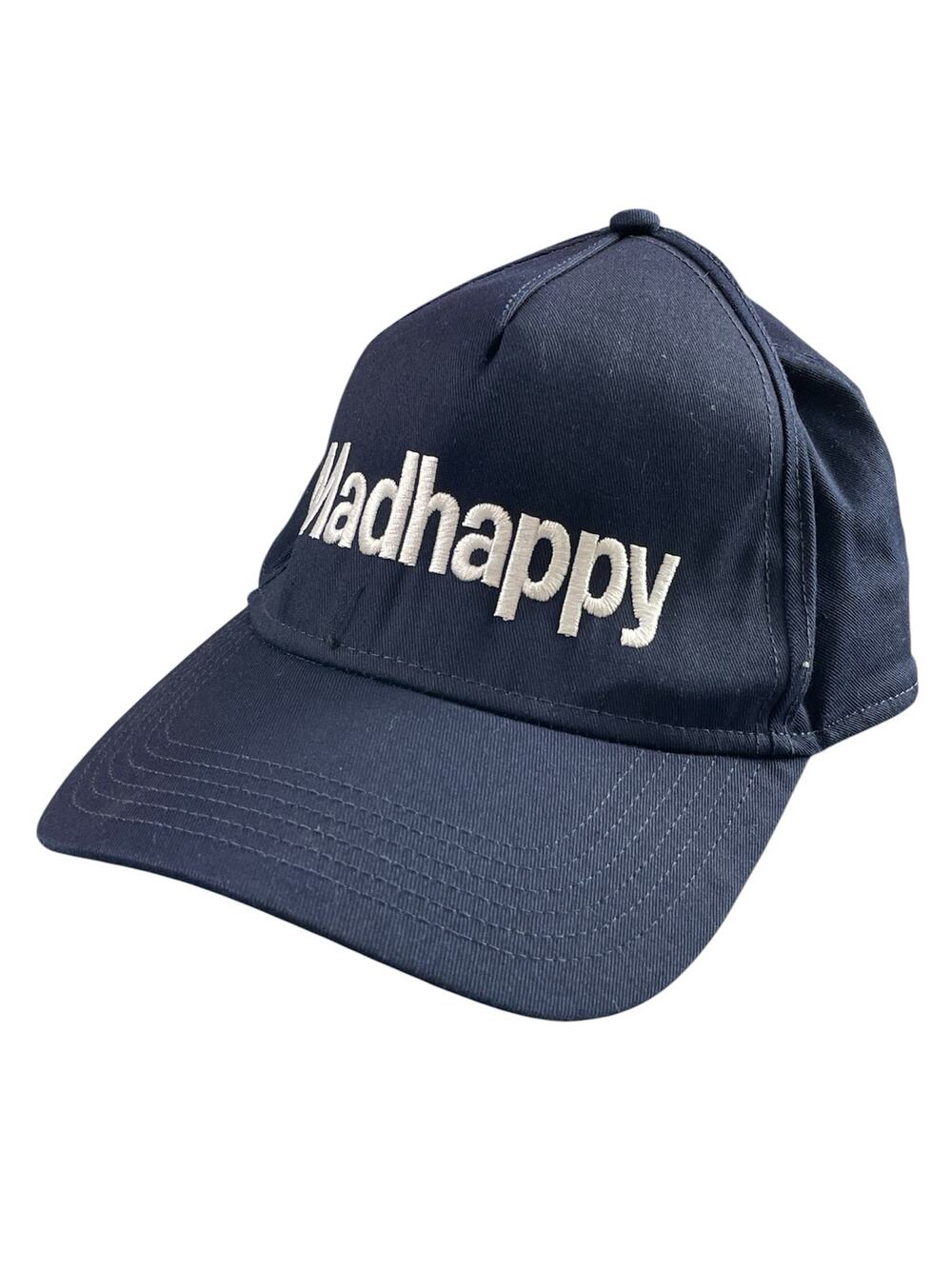 Madhappy Women's Navy Blue White Embroidered Logo Strapback Baseball Cap Hats OS